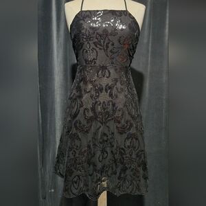 Elegant Black Sequins Backless Dress